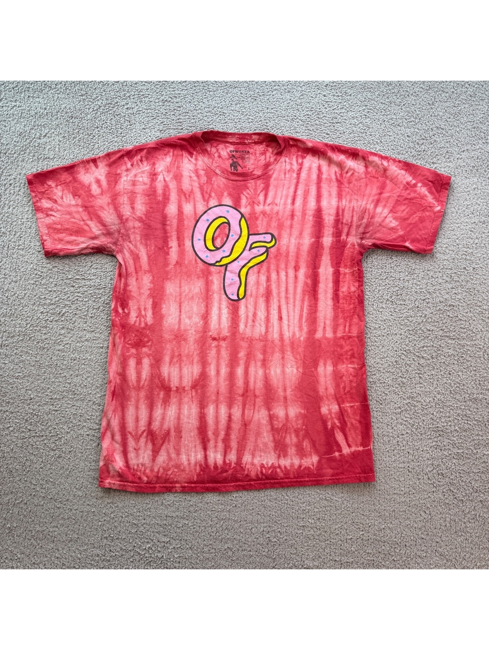 Odd Future OFWGKTA Pink Tie Dye Donut Logo T-Shirt Men's Large Tyler The Creater